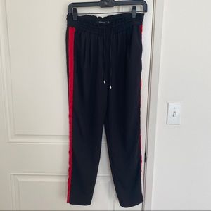 Zara red stripe black pants